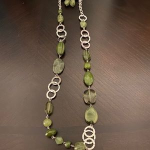 Silver and green necklace